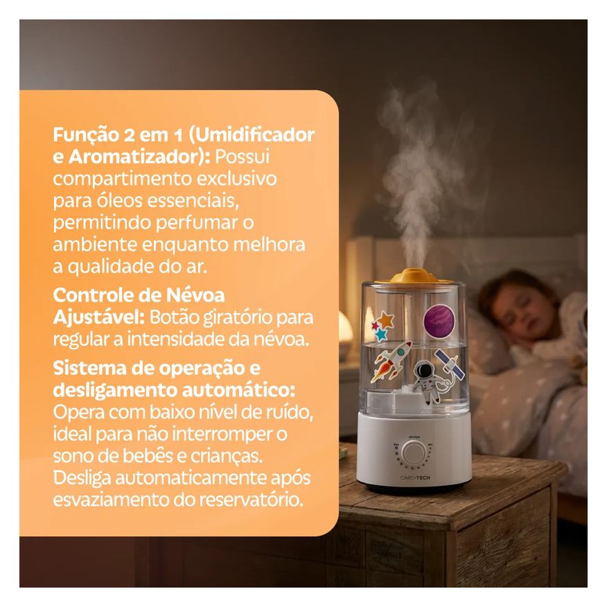 Umidificador e Aromatizador de Ar Infantil Caretech HC026RD 2,1L