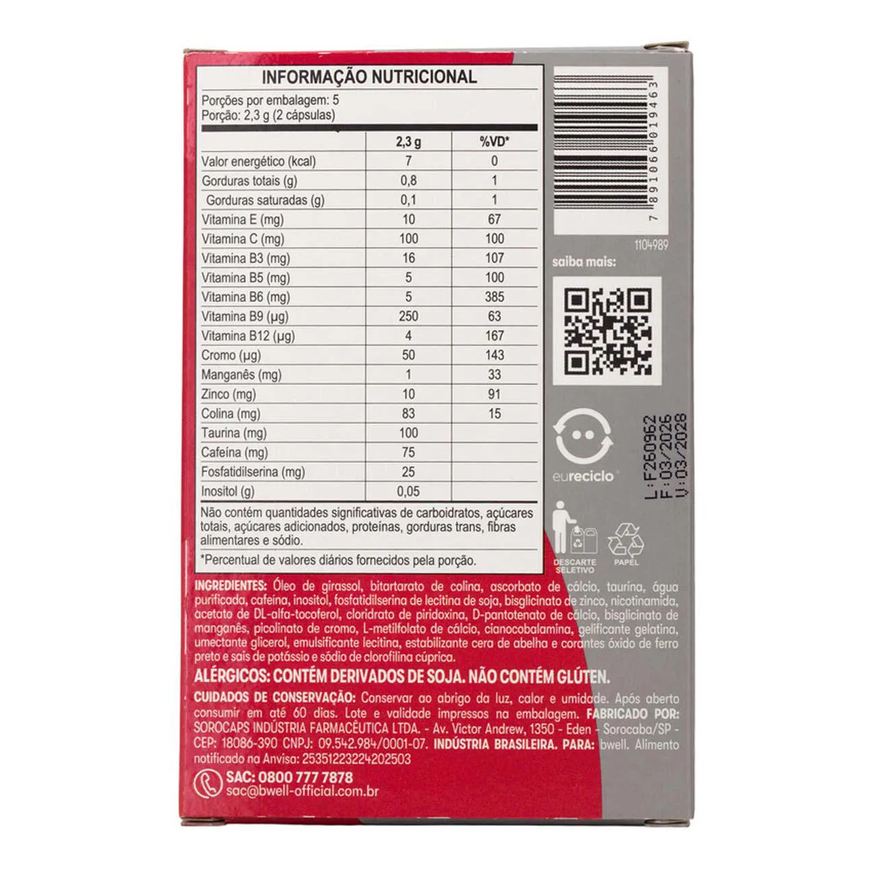 Multivitamínico Bwell Concentramax 10 cápsulas