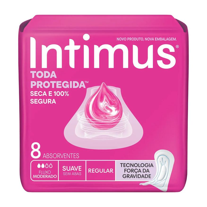 Intimus Absorvente Toda Protegida Cobertura Suave Sem Abas com 8 unidades