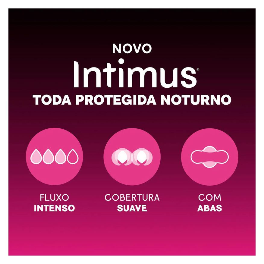Intimus Absorvente Noturno Toda Protegida Com Abas Cobertura Suave 8 unidades