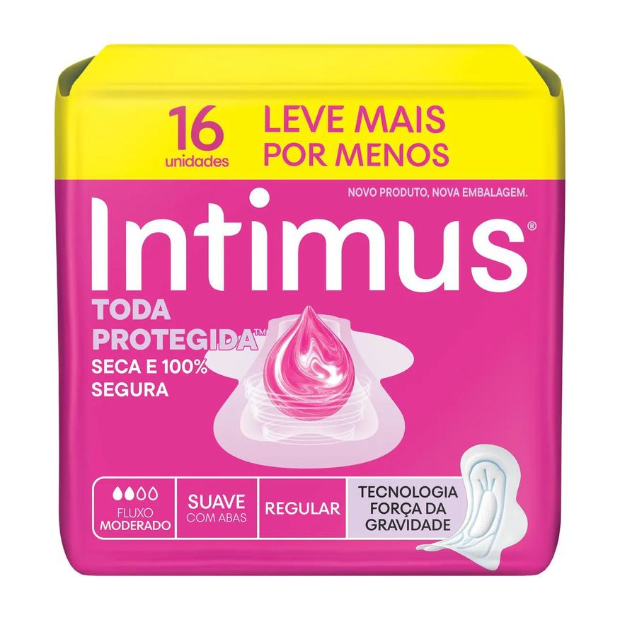 Intimus Absorvente Toda Protegida Cobertura Suave Com Abas com 16 unidades