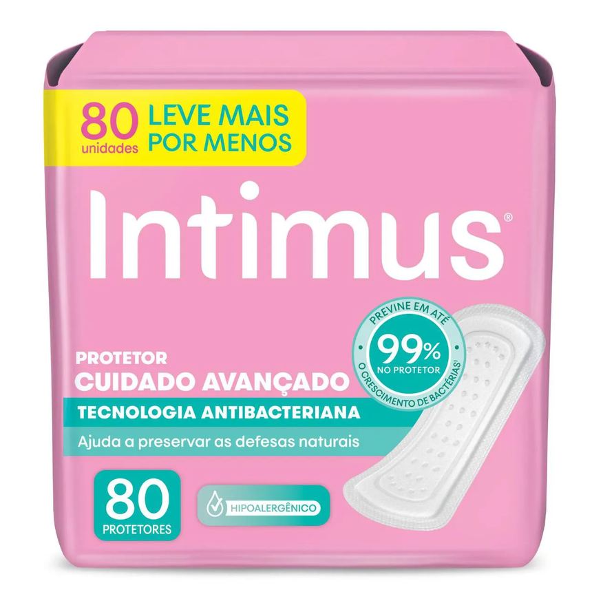 Intimus Protetor Diário Tecnologia Antibacteriana 80 Unidades