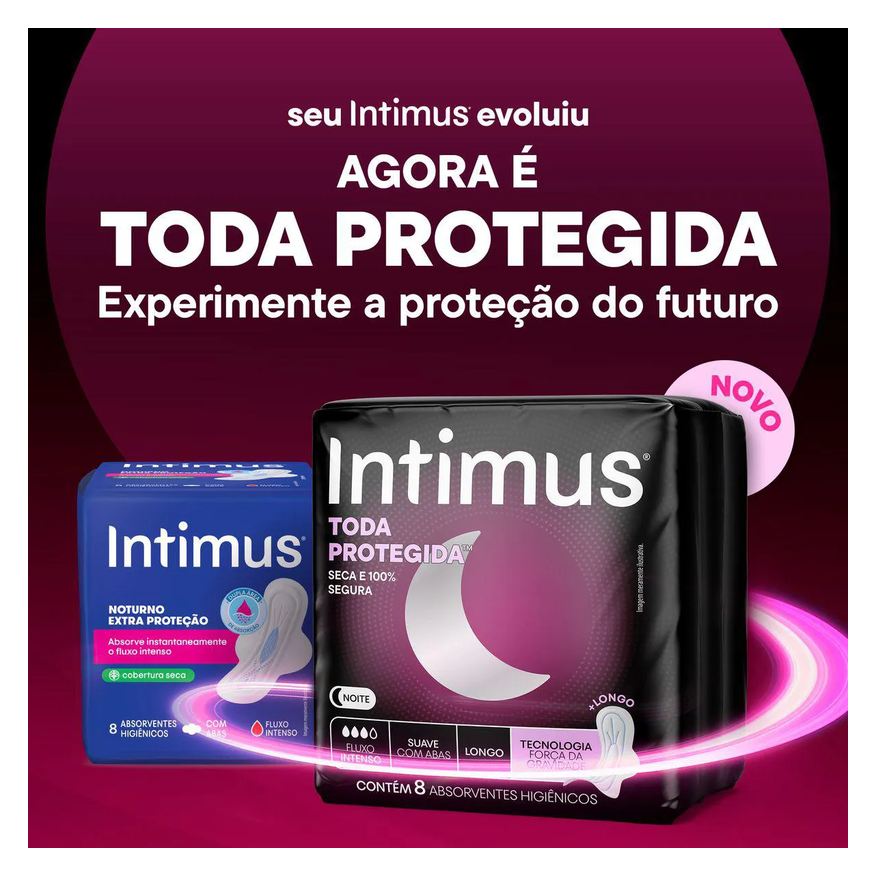 Intimus Absorvente Noturno Toda Protegida Cobertura Seca Com Abas 30 unidades