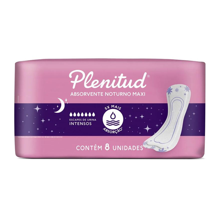 Plenitud Absorvente Feminino Femme Noturno Intenso 8 unidades