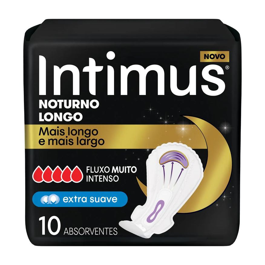 Intimus Absorvente Feminino Noturno Suave com 10 Unidades
