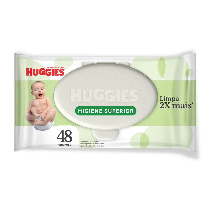 Huggies Lenço Umedecido Higiene Superior Hipoalergênico Sem Álcool 48 unidades