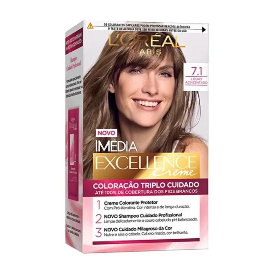 L'oréal Coloração Excellence de Paris 7.1 Louro Acinzentado