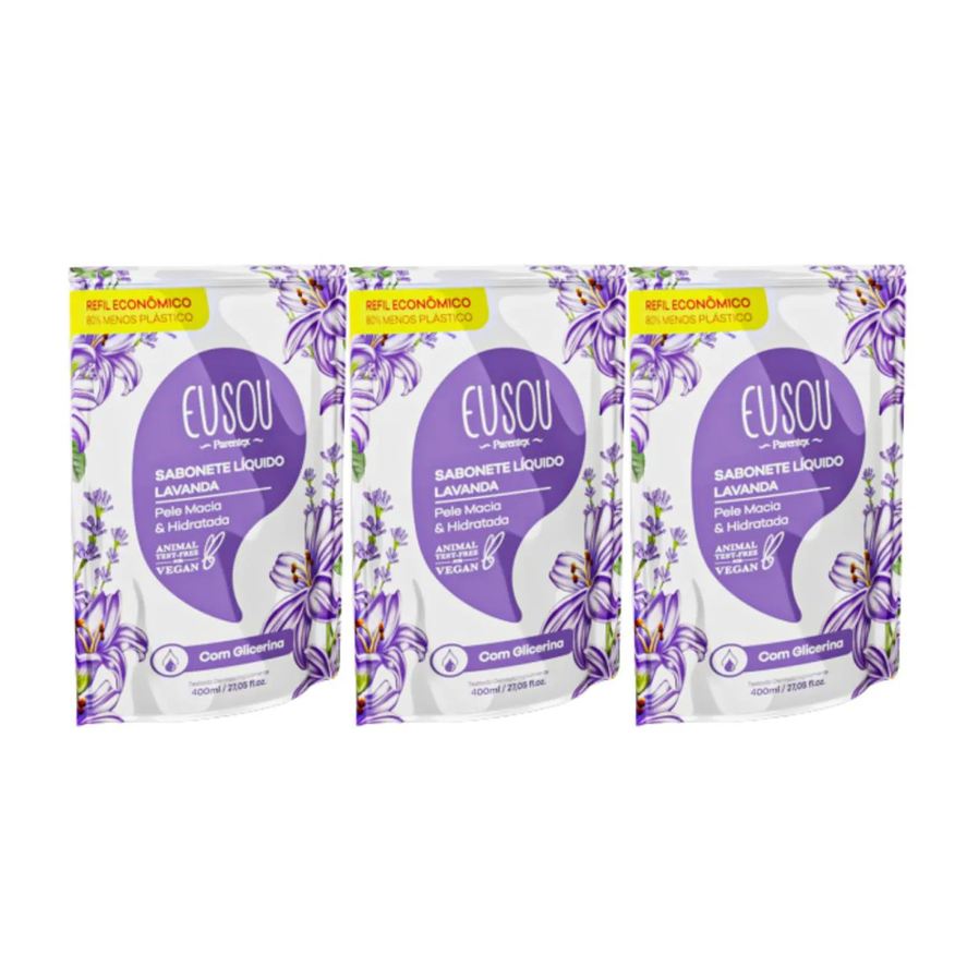 Parentex Kit C3 Sabonete Líquido Eu Sou Lavanda Refil 400ml