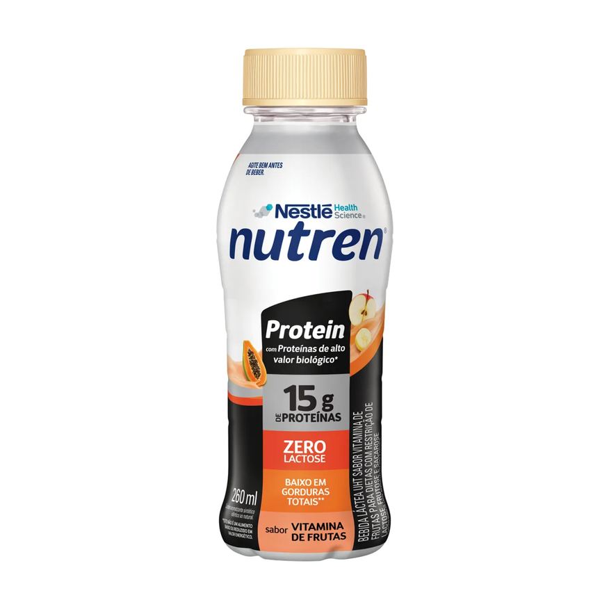 Nutren Bebida Láctea Protein 15g Zero Lactose Vitamina de Frutas 260ml
