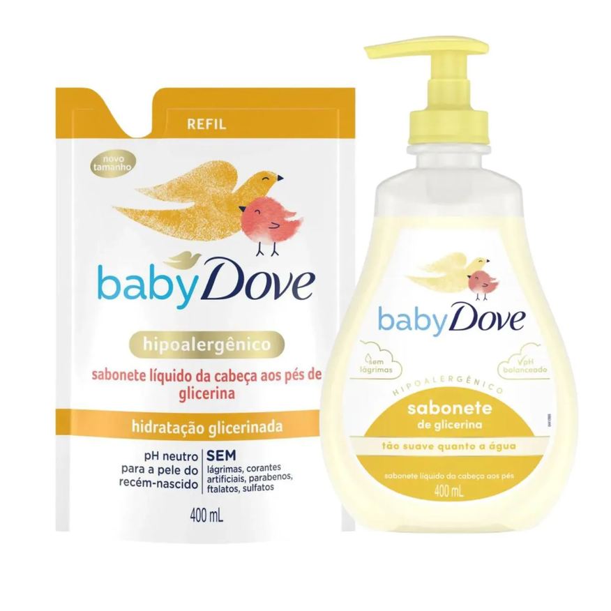 Dove Kit Completo Sab Liq Baby e Refil 400ml Glicerinado