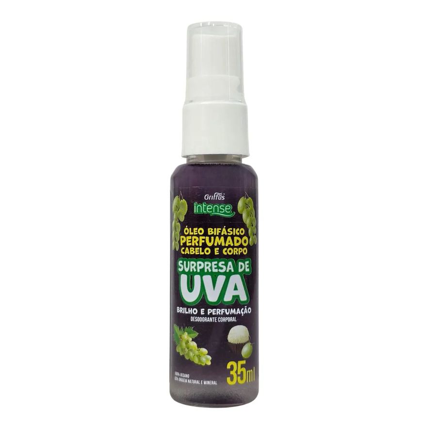 Griffus Óleo Bifásico Perfumado Cabelo e Corpo Surpresa de Uva Vegano Intense 35ml
