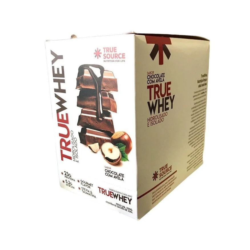 True Whey Display 320g (10 Sachês de 32g) - Hidrolisado e Isolado - Sabor: Chocolate e Avelã