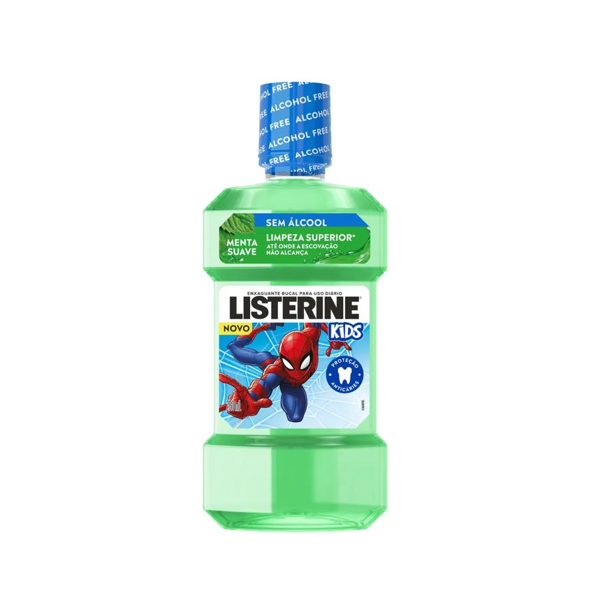 Listerine Enxaguante Bucal Infantil Homem-Aranha Anticáries Sem Álcool Menta Suave 250ml