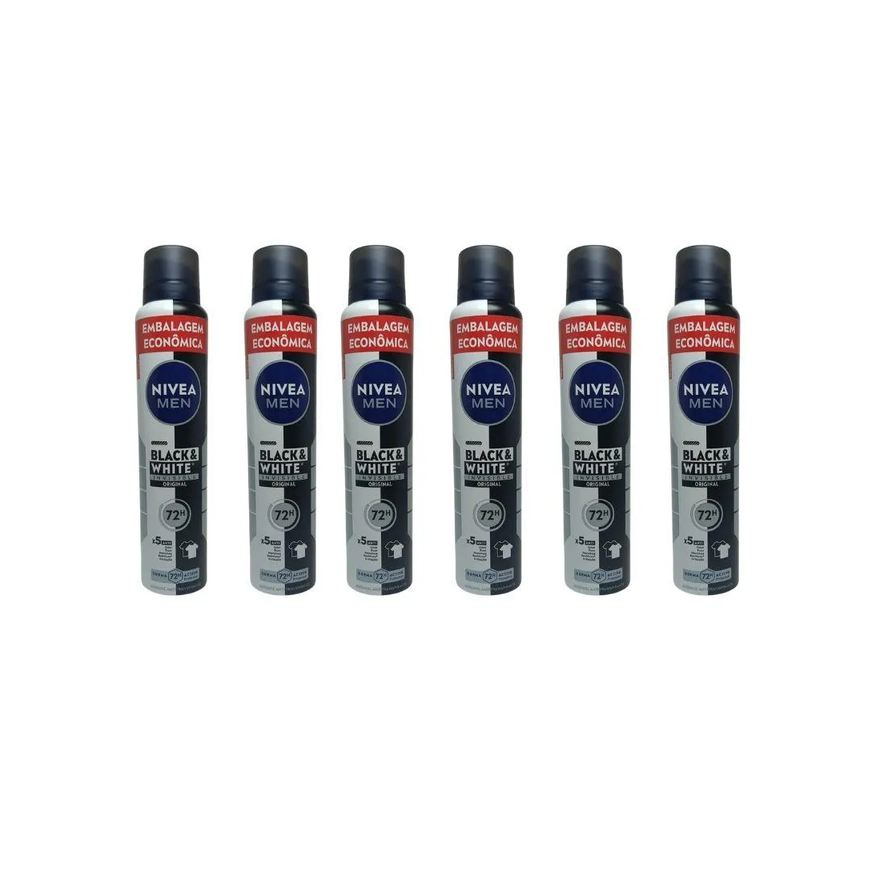 Nivea Desodorante Aero 200ml Men Black White Invisible - 6un