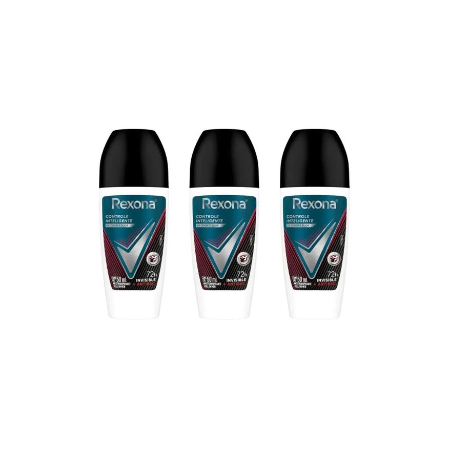 Rexona Desodorante Roll-On 50ml Masc Antibacte Invisible-3Un
