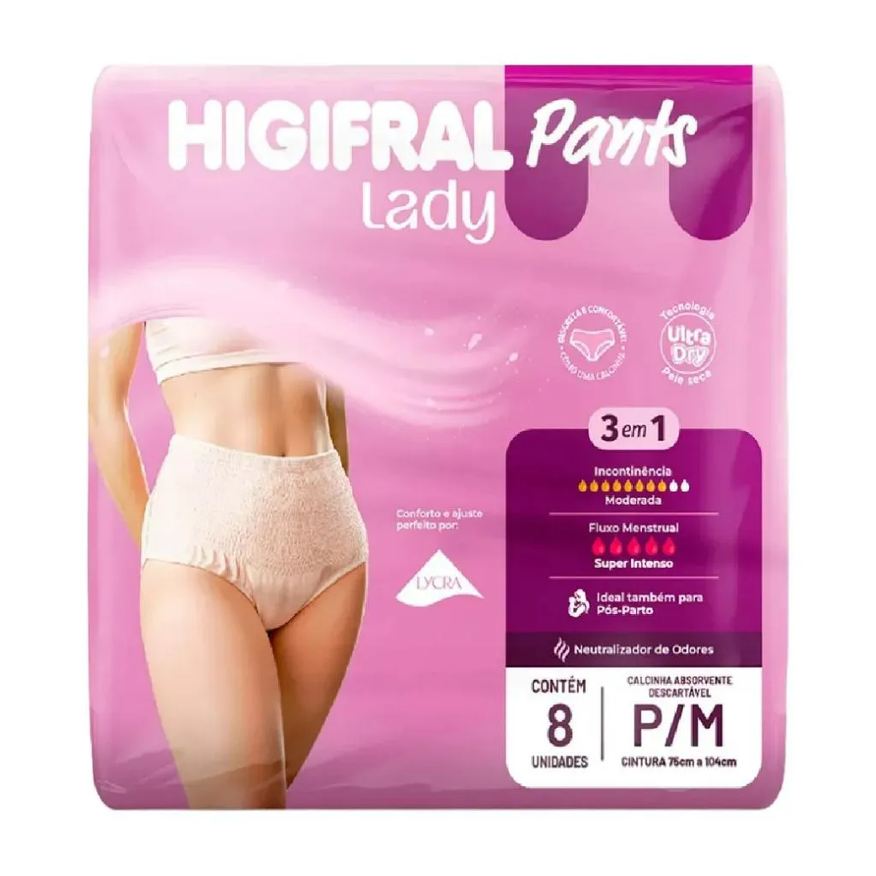 Eurofral Kit 3 Roupa Íntima Higifral Pants Lady P/m 8un