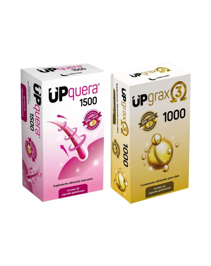 Upquera Kit 1500 + Upgrax 3 1000 Ômega 3 Epa Dha Pele Saudável Pelo Forte Cães & Gatos
