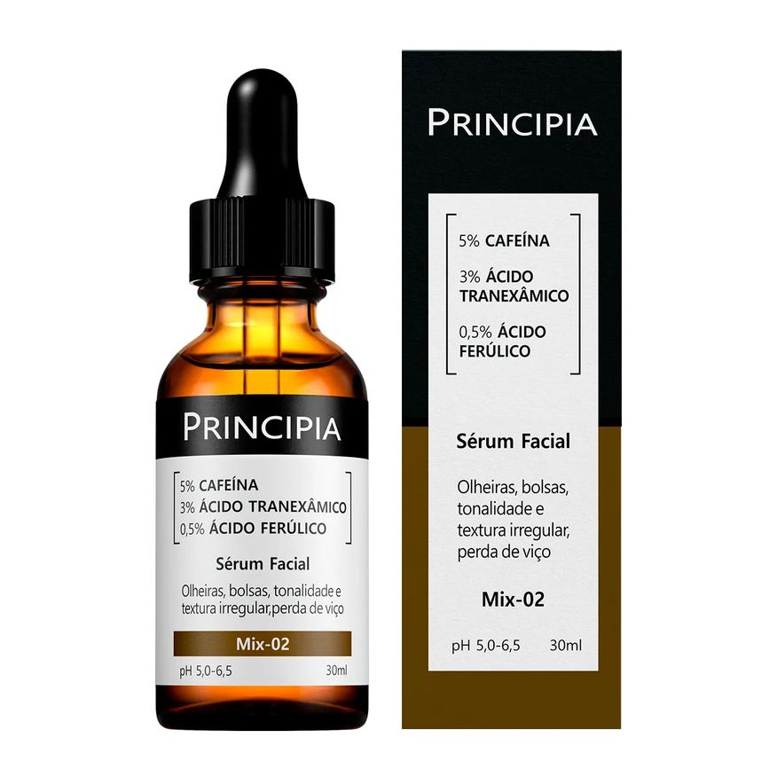 Principia Sérum 5% Cafeína + 3% Tranexâmico + Ferúlico Skincare Mix - 02 - Anti Olheiras e Manchas com 30ml