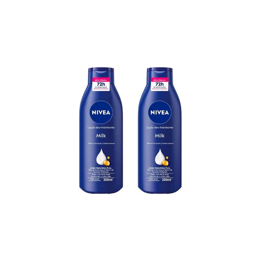Nivea Hidratante Corporal 200ml Milk Extra Seca - Kit C/ 2un