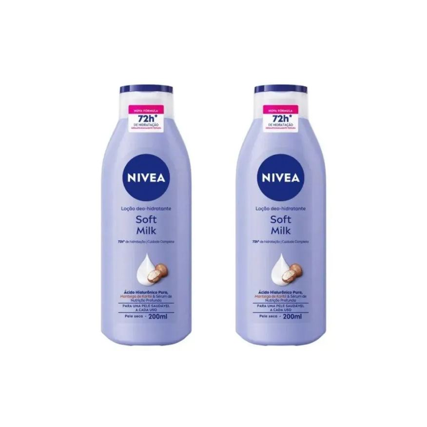 Nivea Hidratante Corporal 200ml Soft Milk Pele Seca - Kit2Un