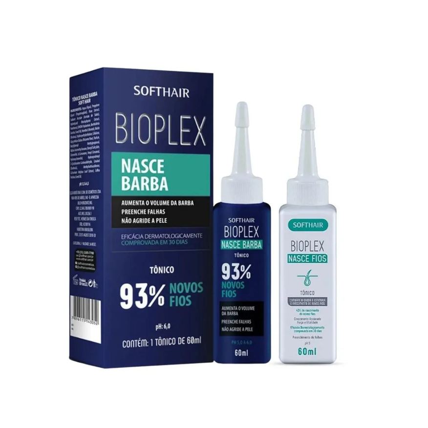 Soft Hair Preenchedor Barba Falhada e Tônico Crescimento Capilar Kit