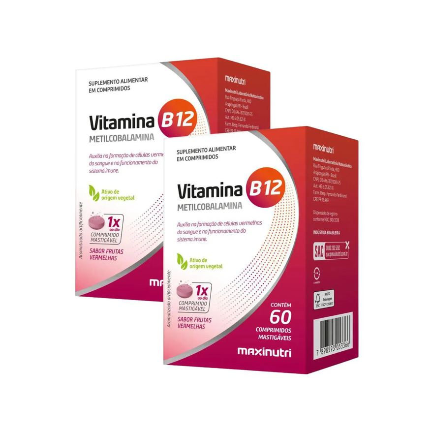 Maxinutri Kit 2un Vitamina B12 - Frutas Vermelhas 60 Comp.