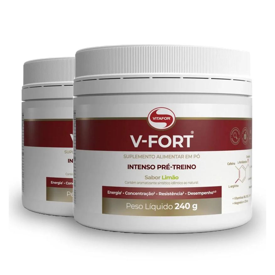 Vitafor Kit 2 V Fort Pré Treino 240g Limão
