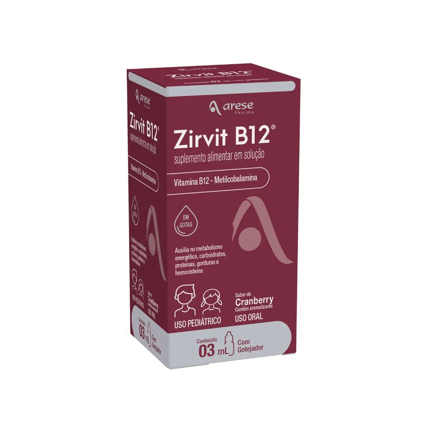 Zirvit Suplemento Alimentar Infantil B12 Sabor Cranberry 3ml Gotas