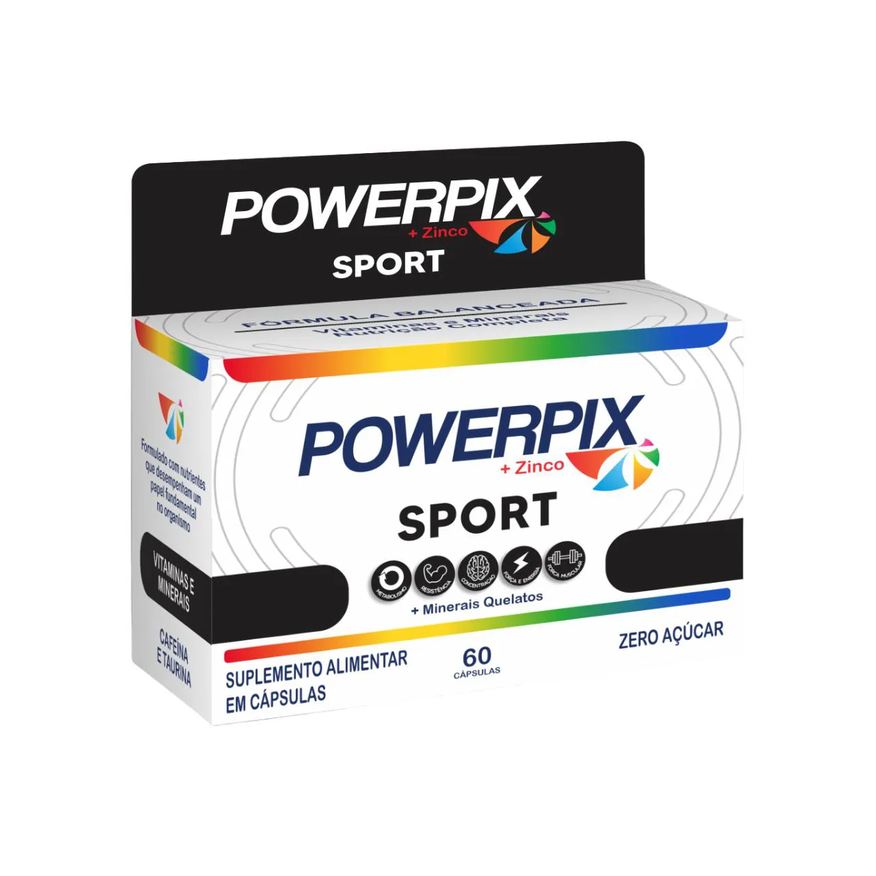 Powerpix Suplemento Esportivo Cafeína, Taurina, Vitaminas e Minerais com 60 Cápsulas - Sport