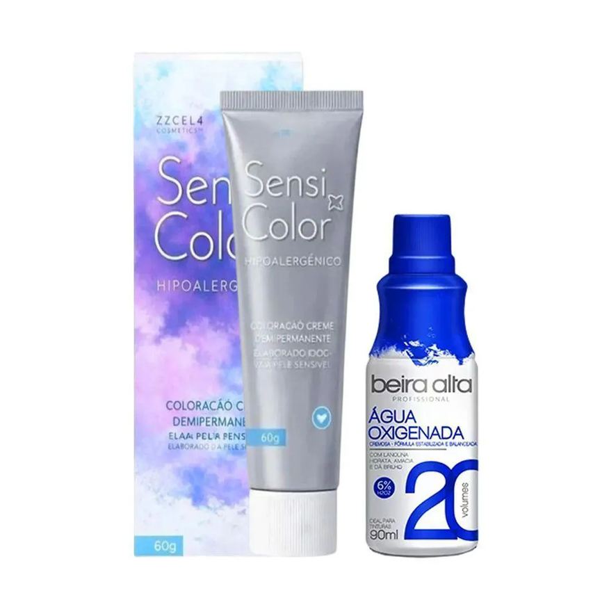 Alergoshop Tintura Hipoalergênica Cor 1.0 Preto 60g + Água Oxigenada Beira Alta 20 Volumes 90ml