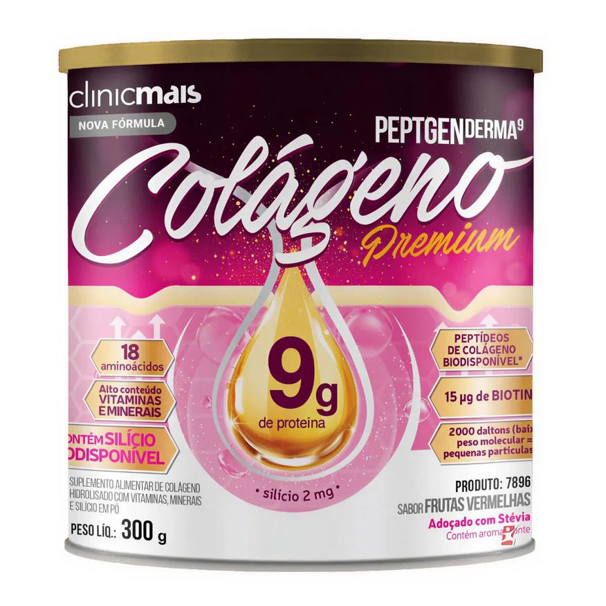 Clinic Mais Colageno Premium Peptgenderma + Vitamina + Minerais Frutas Vermelhas - Clinicmais