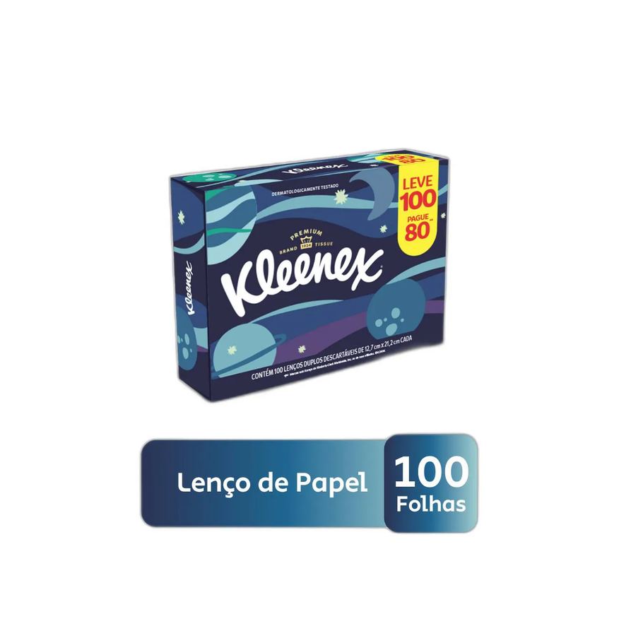de Lenço Papel Kleenex com 100 Unidades