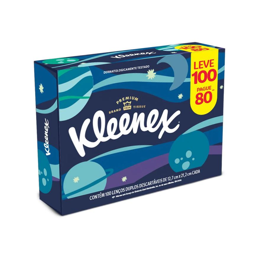 de Lenço Papel Kleenex com 100 Unidades