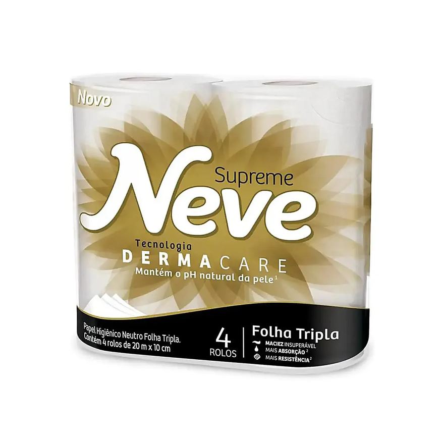 Higiênico Papel Neve Supreme Folha Tripla 4 rolos