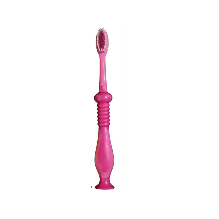 Green Escova Dental Infantil Macia Rosa com Capa e Ventosa +3 Anos Dino