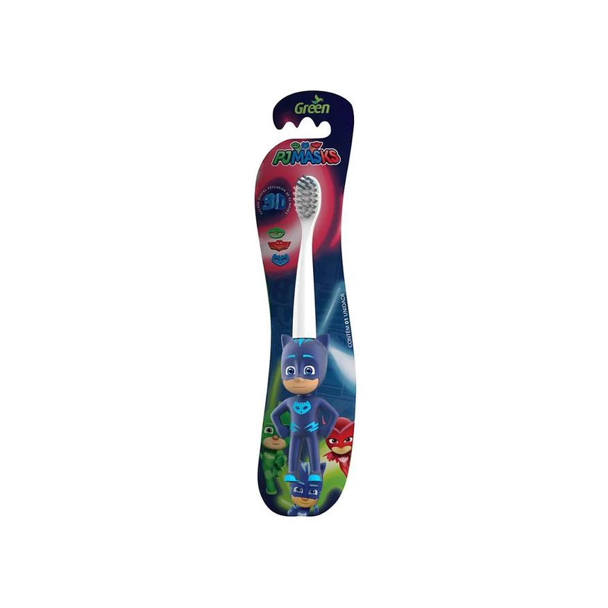 Green Escova Dental Infantil Branca Macia Até 6 Anos Pj Masks 3d