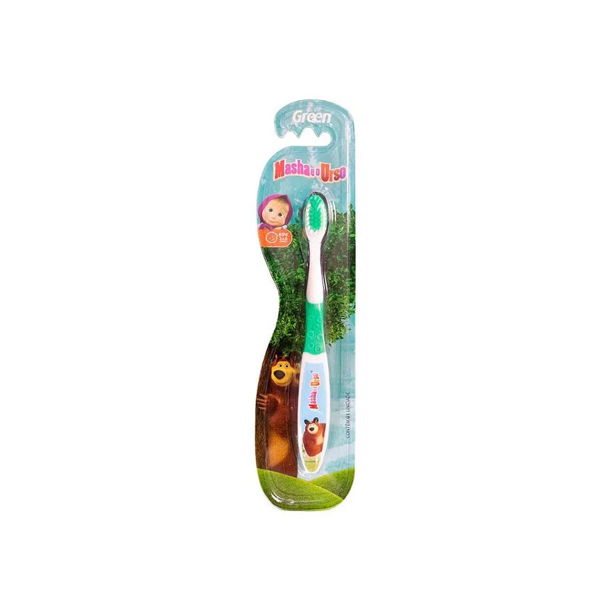 Green Escova Dental Infantil Macia Verde Masha e o Urso de 2 à 6 Anos