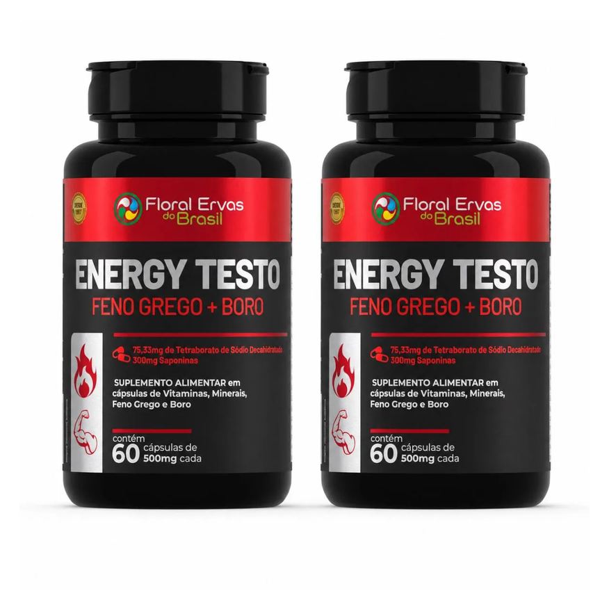 Floral Ervas do Brasil Kit 2x Suplemento Energy Testo 500mg 60 Cáspulas - Floral Ervas