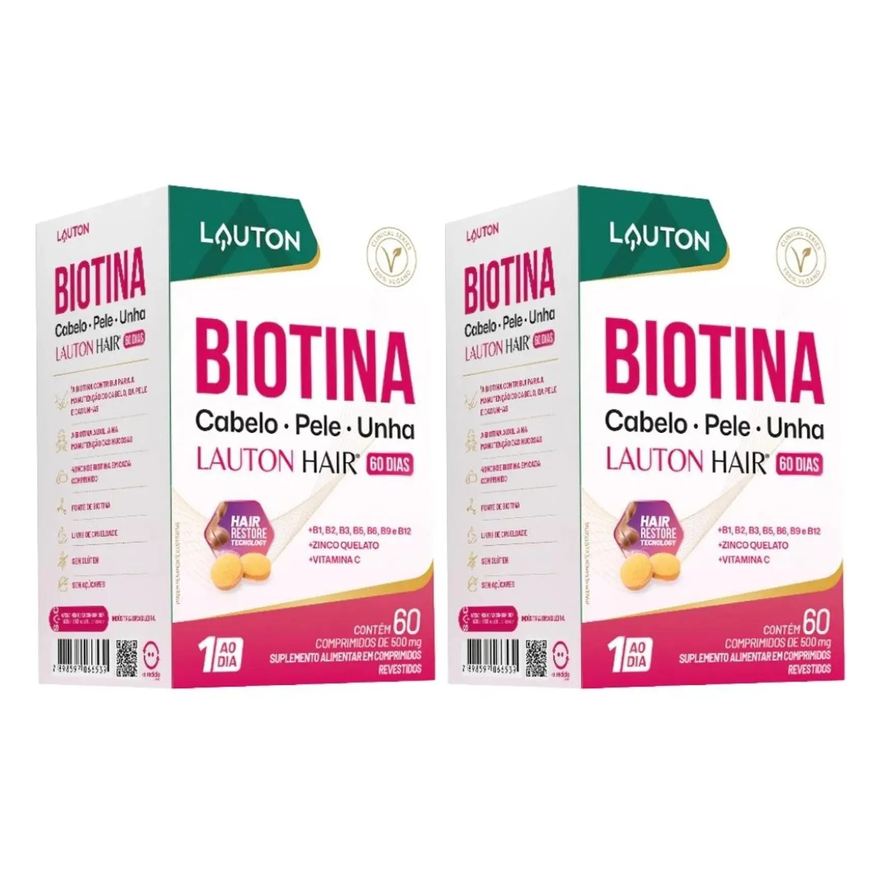 Lauton Kit 2X Biotina Plus + Vitaminas e Minerais 60 Comprimidos