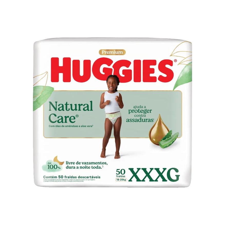 Huggies natural care Fralda Huggies Hipoalergênica Natural Care XXXG 50 unidades