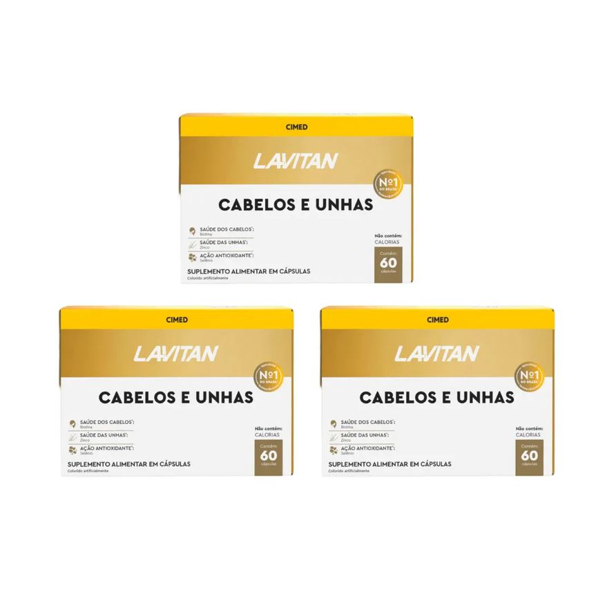 Cimed Kit 3 Lavitan Cabelos e Unhas com 60 Cápsulas