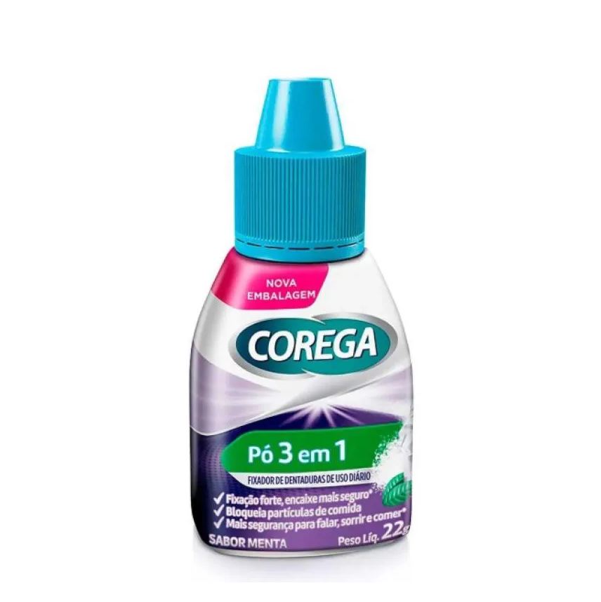 Pó Corega Fixador de Dentadura 3 em 1 Menta 22g