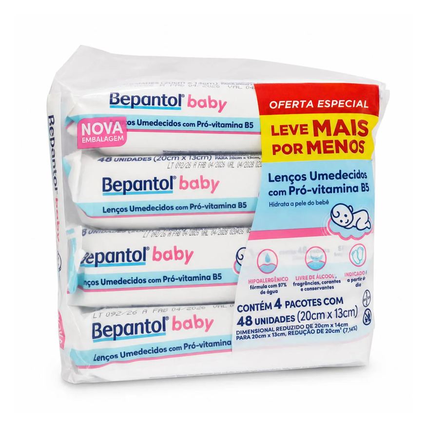 Bepantol 3 Kit Lenço Umedecido 48x4 Leve Mais/Por Menos Baby