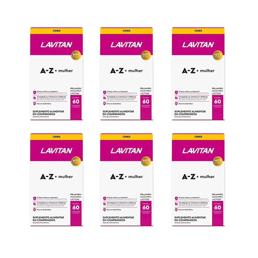 Cimed Kit 6 Lavitan A-Z Mulher Suplemento 60 Cápsulas