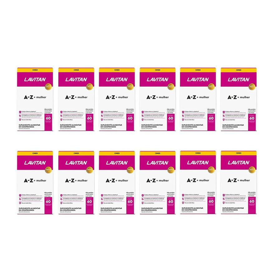 Cimed Kit 12 Suplemento Lavitan A-Z Mulher Vitaminas Com 60 Cápsulas