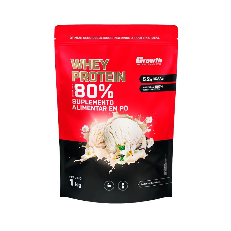 Growth Whey Protein 80% Baunilha 1kg