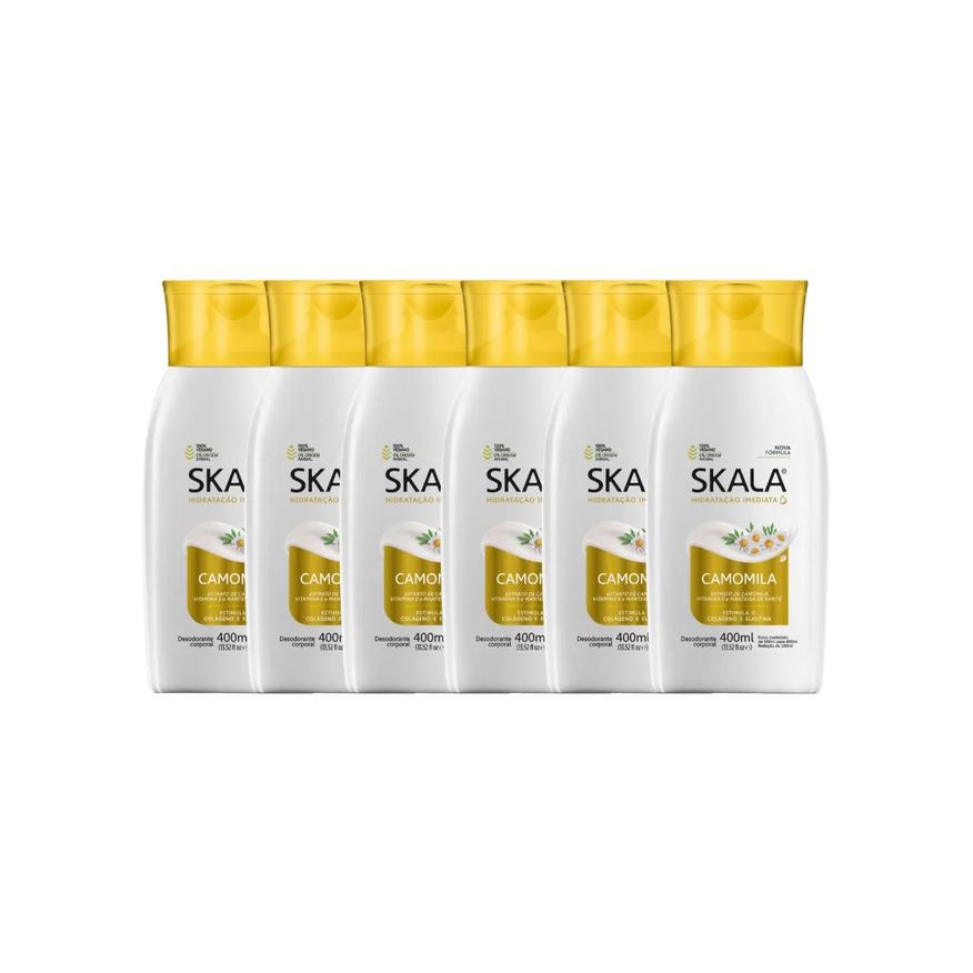 Kit 6 Loção Creme Hidratante Corporal Camomila Vegano Skala