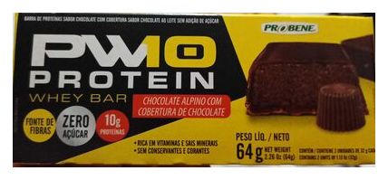 probene PW10 Barra de proteínas sabor chocolate com cobertura sabor chocolate ao leite sem adição de açúcar