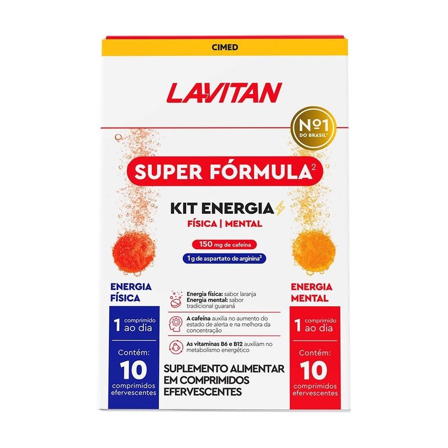 Kit Lavitan Físico e Mental 10 comprimidos efervescentes cada – Cafeína + Arginina