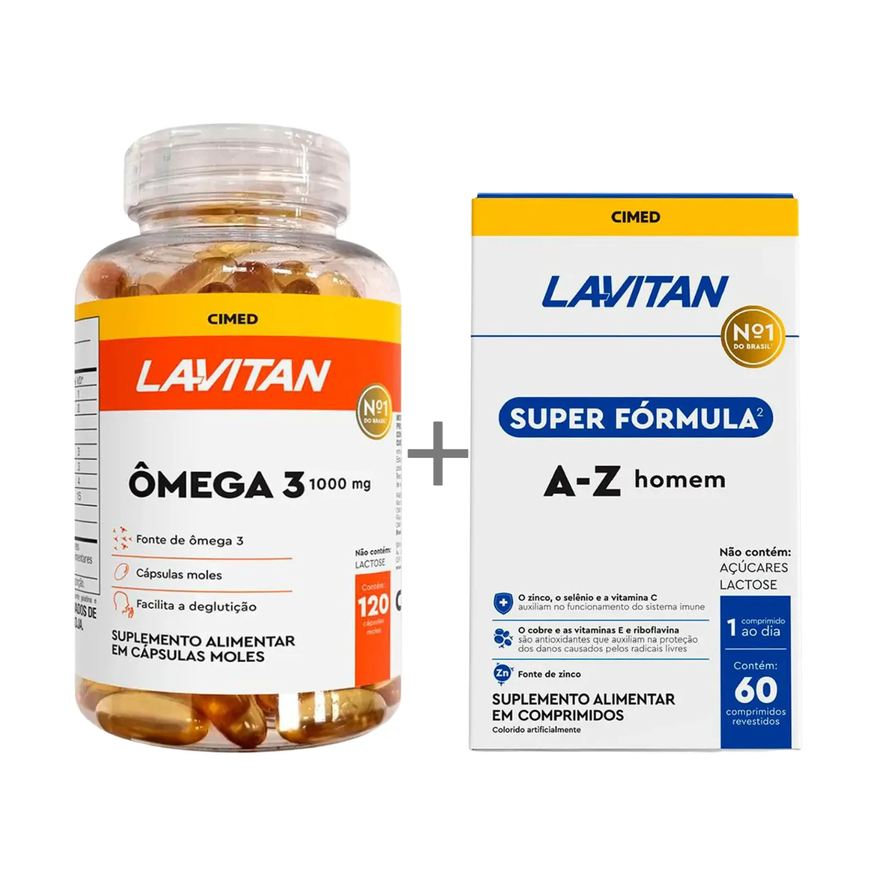 Lavitan Kit Polivitamínico Super Fórmula A-Z Homem 60 comprimidos + Ômega 3 120 cápsulas